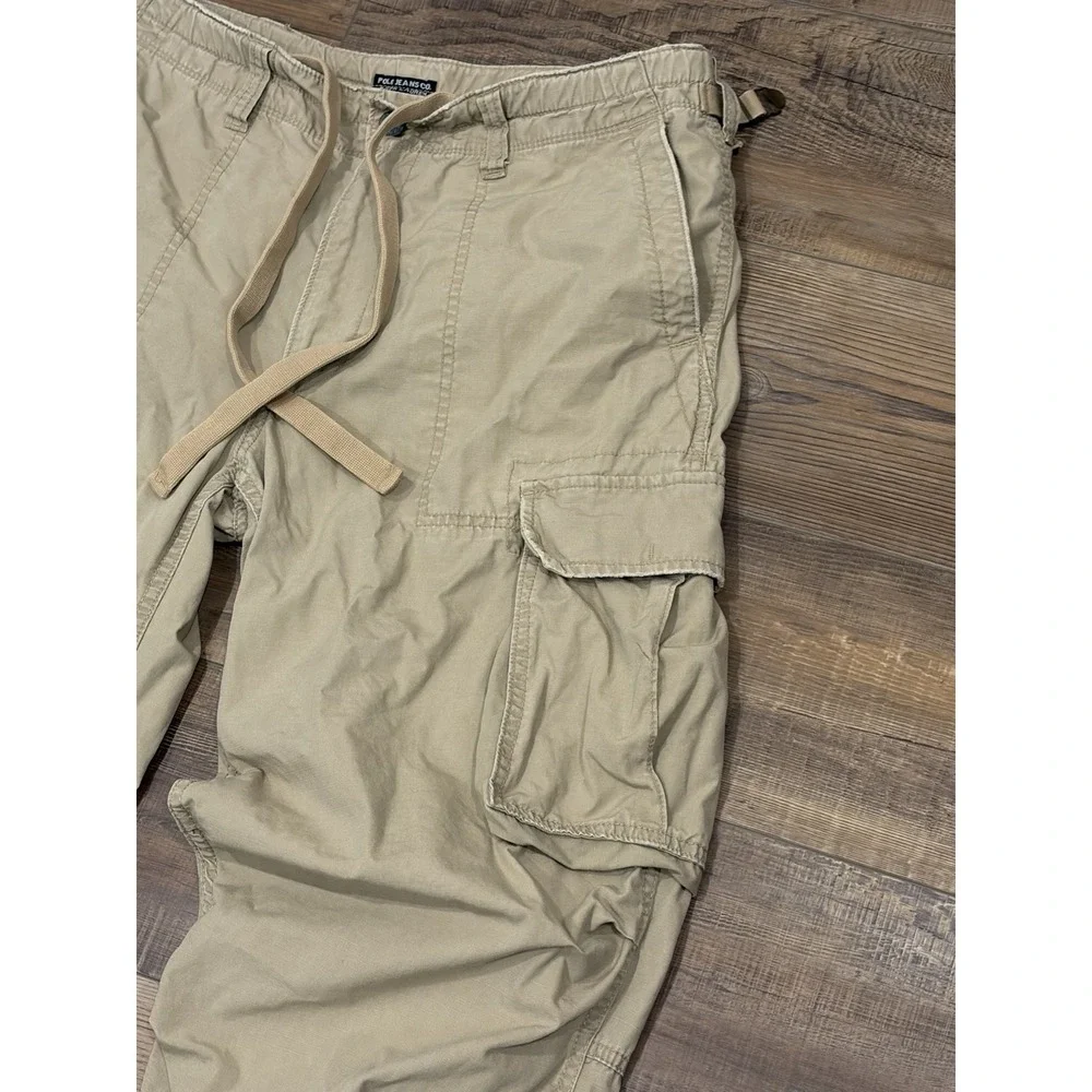 Vintage Y2K Polo Ralph Lauren Cargo Auth Military Surplus Pants 34x30 Baggy Tan